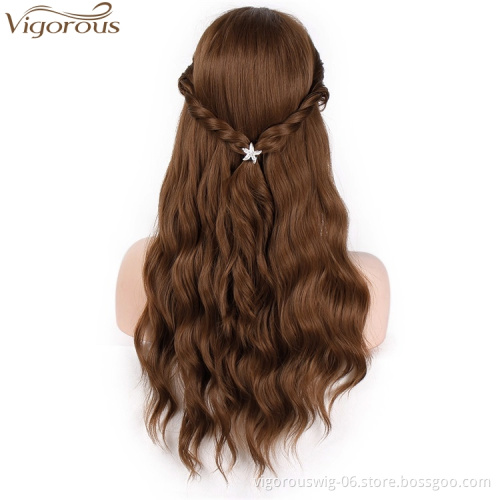 Vigorous Long Wavy Wig with Bangs for Black Women Heat Resistant Friendly Synthetic Party Wigs Long Blonde Wig